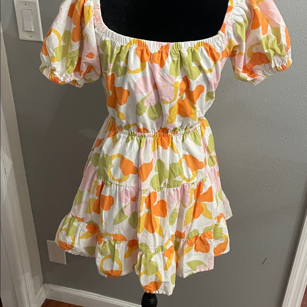 Sabo Kalluah Dress Women's Small Cutout Waist Dusty Floral Cotton Sundress Retro - Picture 4 of 9